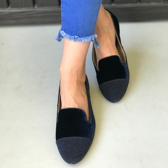 Navy Glimmer CapToe Plush Velvet Espadrille Loafer - Picture 7 of 7